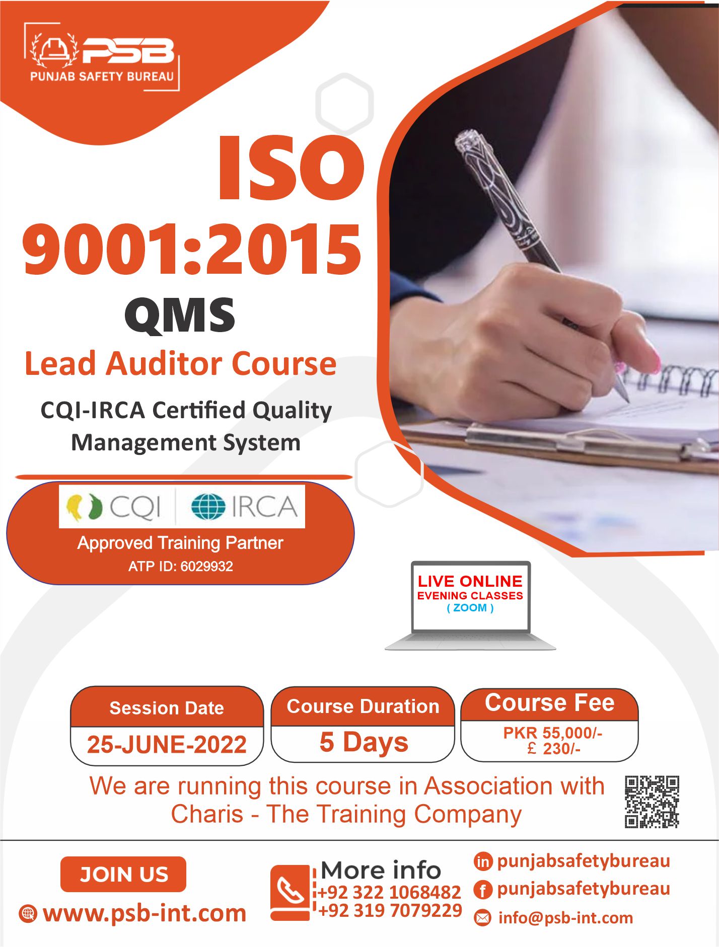 ISO 9001:2015 IRCA-CQI certified Lead Auditor course (QMS) - PSB