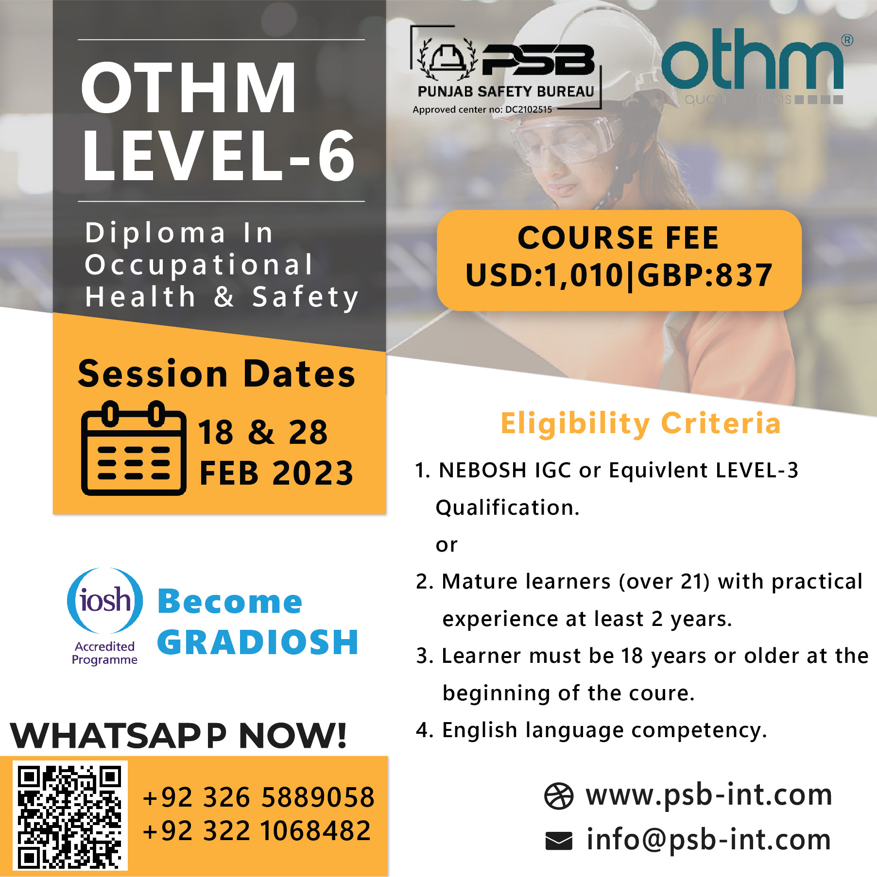 Othm Level 6 Diploma In Occupational Health And Safety Psb 